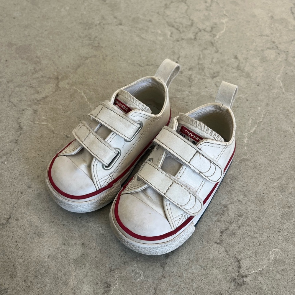 Converse White and Red Velcro Sneakers